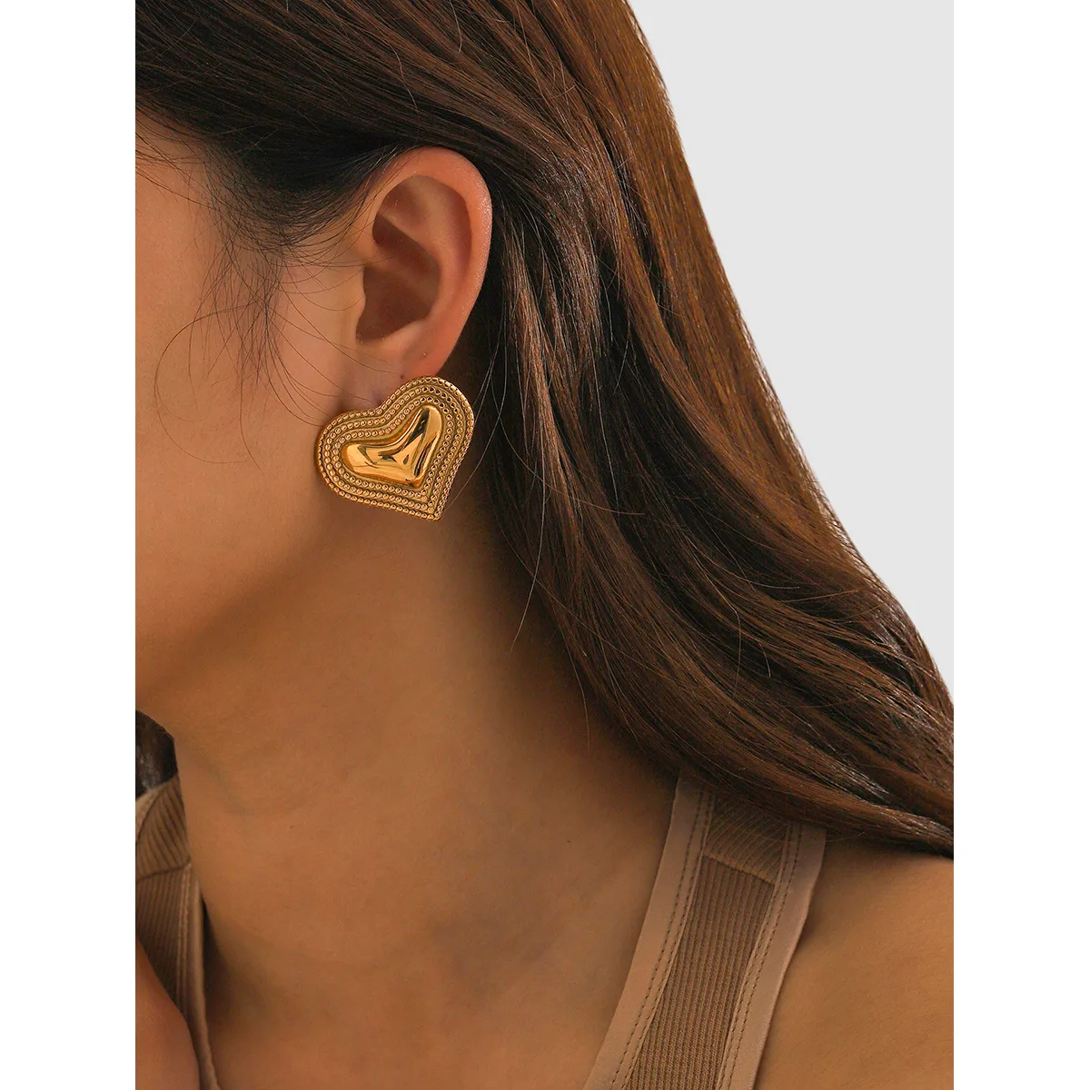1 Pair Simple Style Classic Style Heart Shape Plating 316 Stainless Steel  18K Gold Plated Ear Studs display picture 11