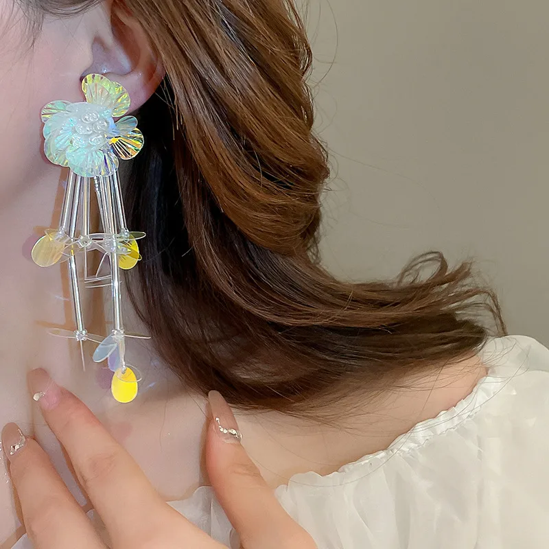 1 Piece Exaggerated Sweet Flower Flowers Imitation Pearl Alloy Acrylic Drop Earrings display picture 6