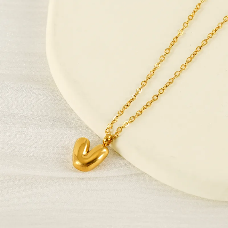 304 Stainless Steel 18K Gold Plated Simple Style Plating Letter Pendant Necklace display picture 2