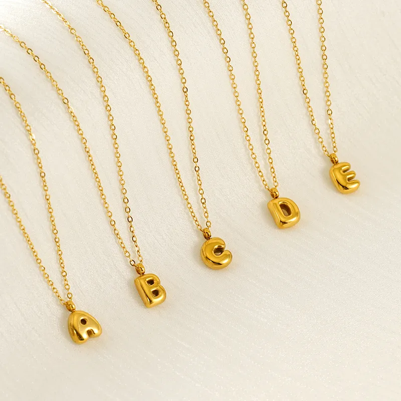 304 Stainless Steel 18K Gold Plated Simple Style Plating Letter Pendant Necklace display picture 3