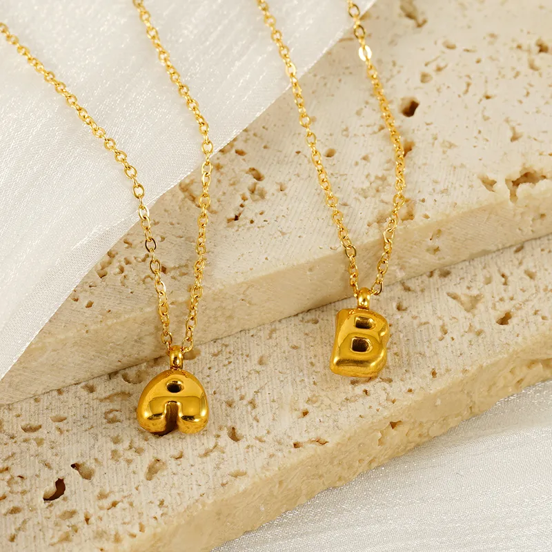 304 Stainless Steel 18K Gold Plated Simple Style Plating Letter Pendant Necklace display picture 4