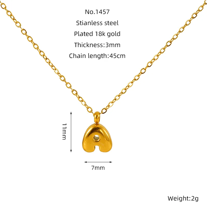 304 Stainless Steel 18K Gold Plated Simple Style Plating Letter Pendant Necklace display picture 8