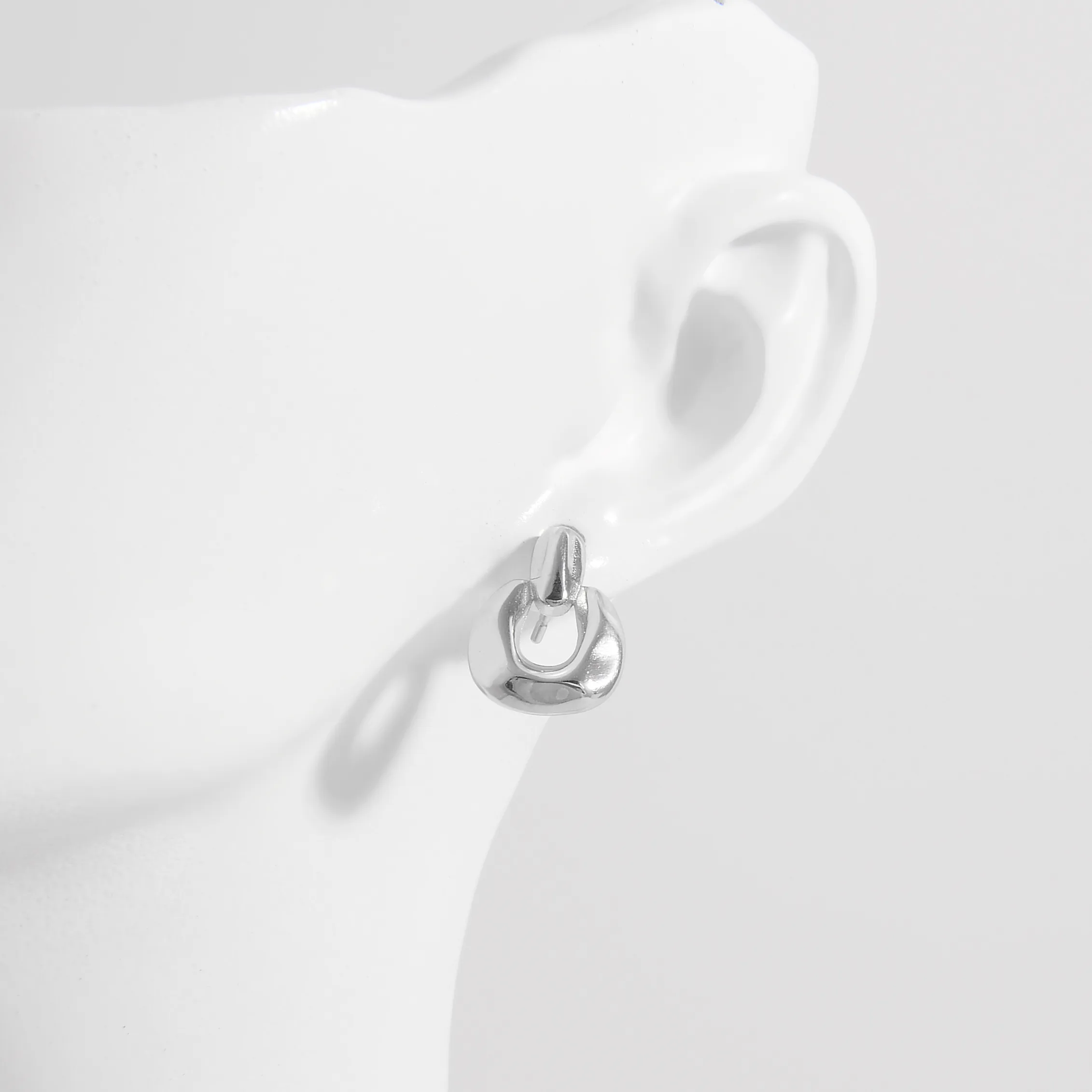 1 Pair White Gold Plated 925 Sterling Silver Zircon Semicircle Ear Studs display picture 3
