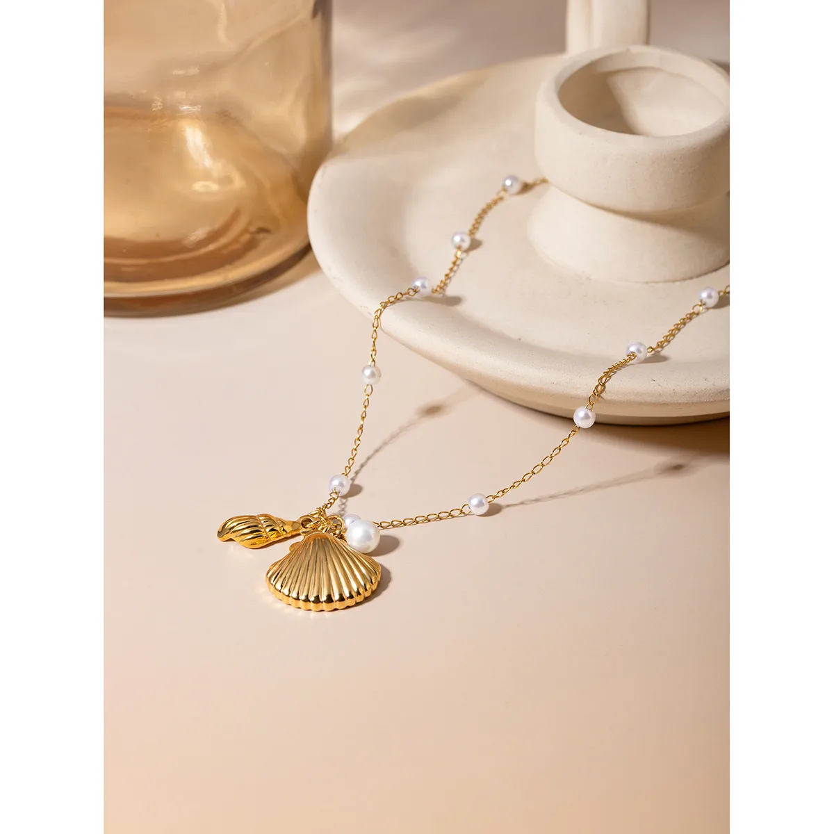 Modern Style Simple Style Classic Style Shell 304 Stainless Steel Imitation Pearl 18K Gold Plated Women's Pendant Necklace display picture 4