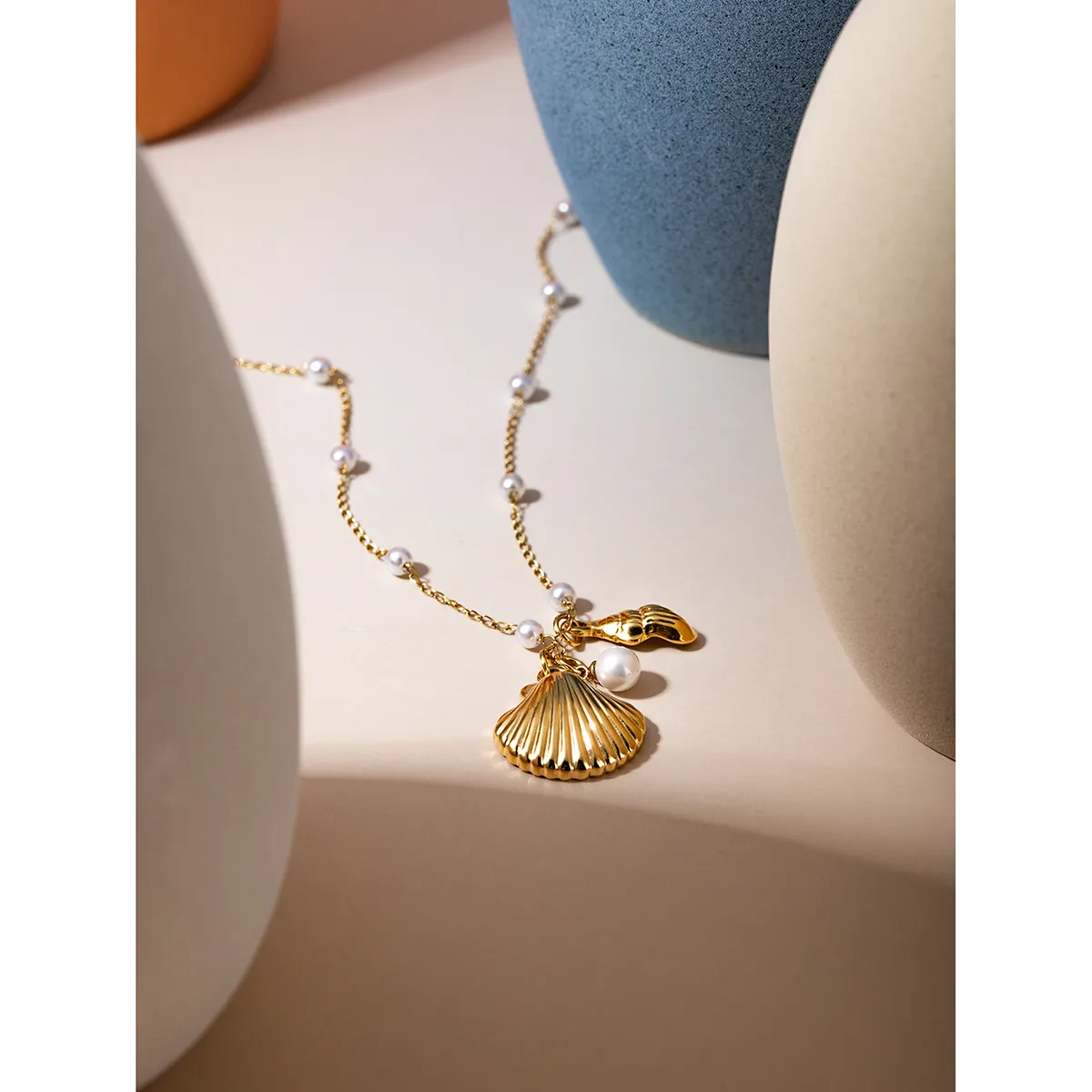 Modern Style Simple Style Classic Style Shell 304 Stainless Steel Imitation Pearl 18K Gold Plated Women's Pendant Necklace display picture 1