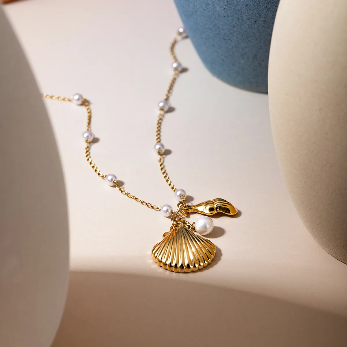 Modern Style Simple Style Classic Style Shell 304 Stainless Steel Imitation Pearl 18K Gold Plated Women's Pendant Necklace display picture 8