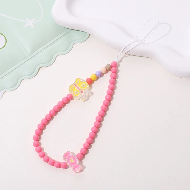 Cute Sweet Fruit Heart Shape Bow Knot Arylic Beaded Bag Pendant Mobile Phone Chain display picture 2