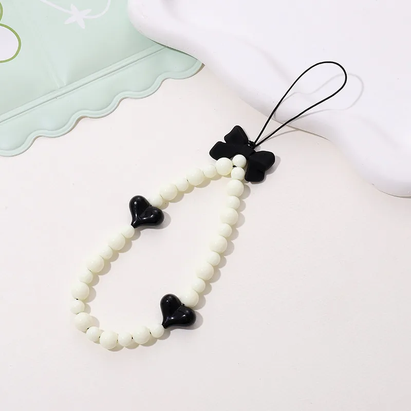 Cute Sweet Fruit Heart Shape Bow Knot Arylic Beaded Bag Pendant Mobile Phone Chain display picture 5