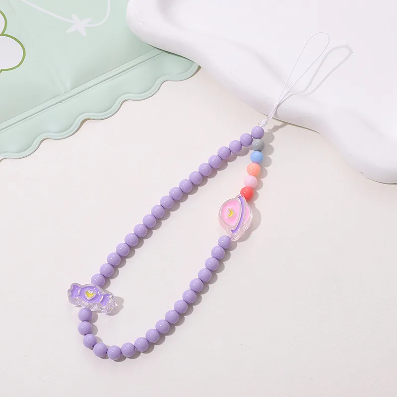 Cute Sweet Fruit Heart Shape Bow Knot Arylic Beaded Bag Pendant Mobile Phone Chain display picture 6