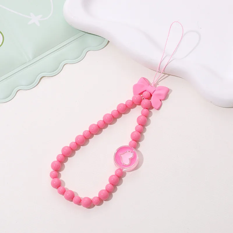 Cute Sweet Fruit Heart Shape Bow Knot Arylic Beaded Bag Pendant Mobile Phone Chain display picture 10