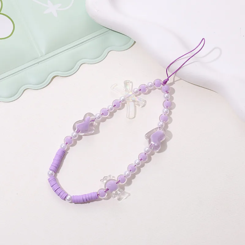 Cute Sweet Fruit Heart Shape Bow Knot Arylic Beaded Bag Pendant Mobile Phone Chain display picture 13
