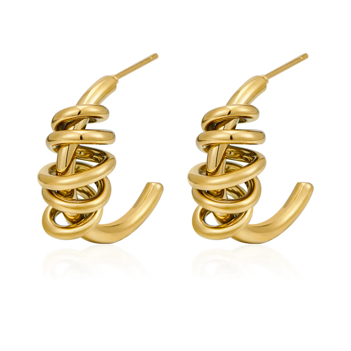 1 Pair Simple Style Classic Style Irregular Spiral Plating 304 Stainless Steel 18K Gold Plated Ear Studs display picture 2
