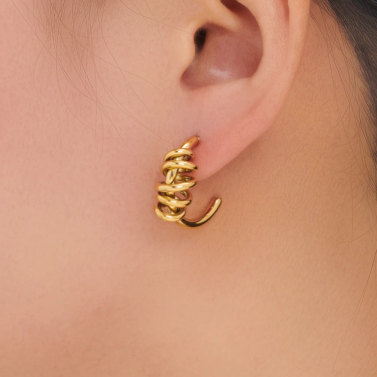 1 Pair Simple Style Classic Style Irregular Spiral Plating 304 Stainless Steel 18K Gold Plated Ear Studs display picture 4