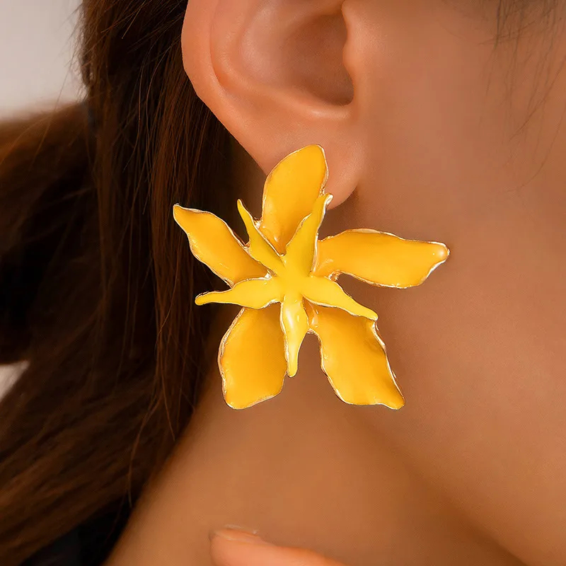 1 Pair IG Style Ethnic Style Flower Enamel Plating Alloy Ear Studs display picture 2
