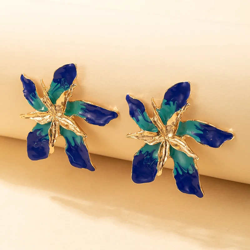 1 Pair IG Style Ethnic Style Flower Enamel Plating Alloy Ear Studs display picture 1