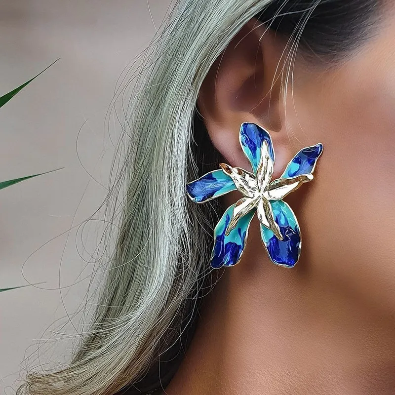 1 Pair IG Style Ethnic Style Flower Enamel Plating Alloy Ear Studs display picture 3