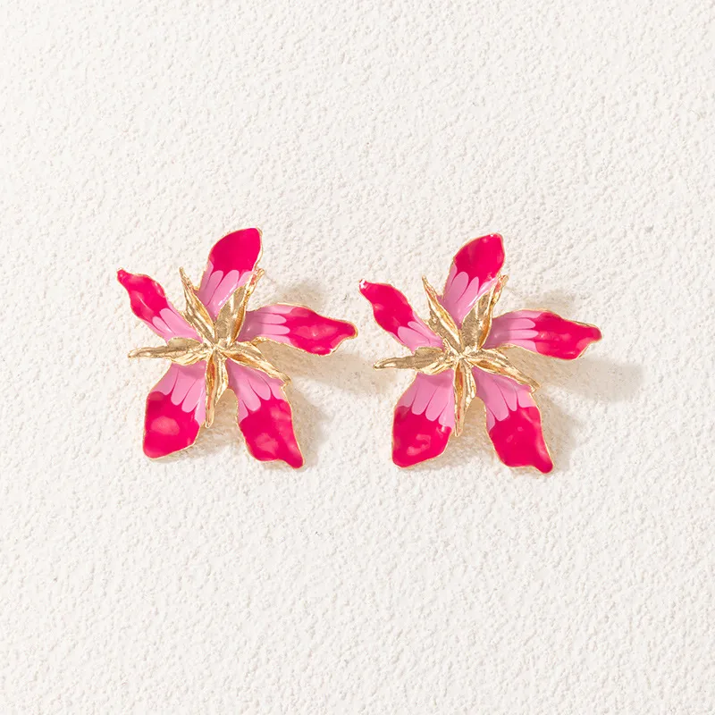 1 Pair IG Style Ethnic Style Flower Enamel Plating Alloy Ear Studs display picture 4