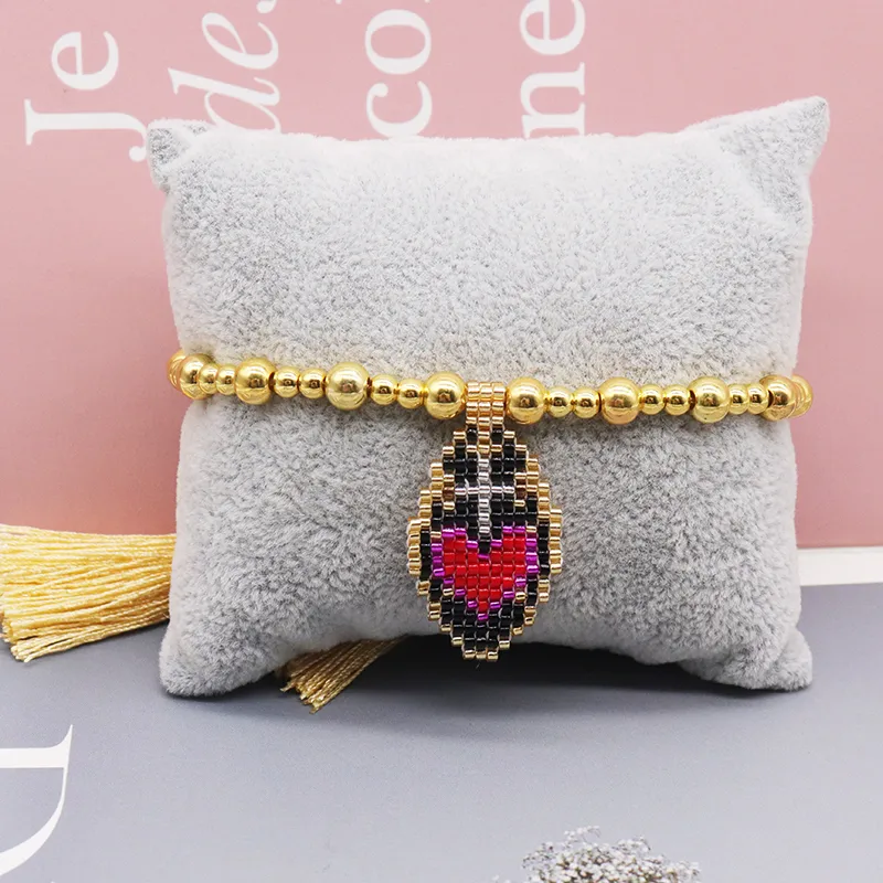 Wholesale Jewelry Ethnic Style Heart Shape Glass Tassel Bracelets display picture 3
