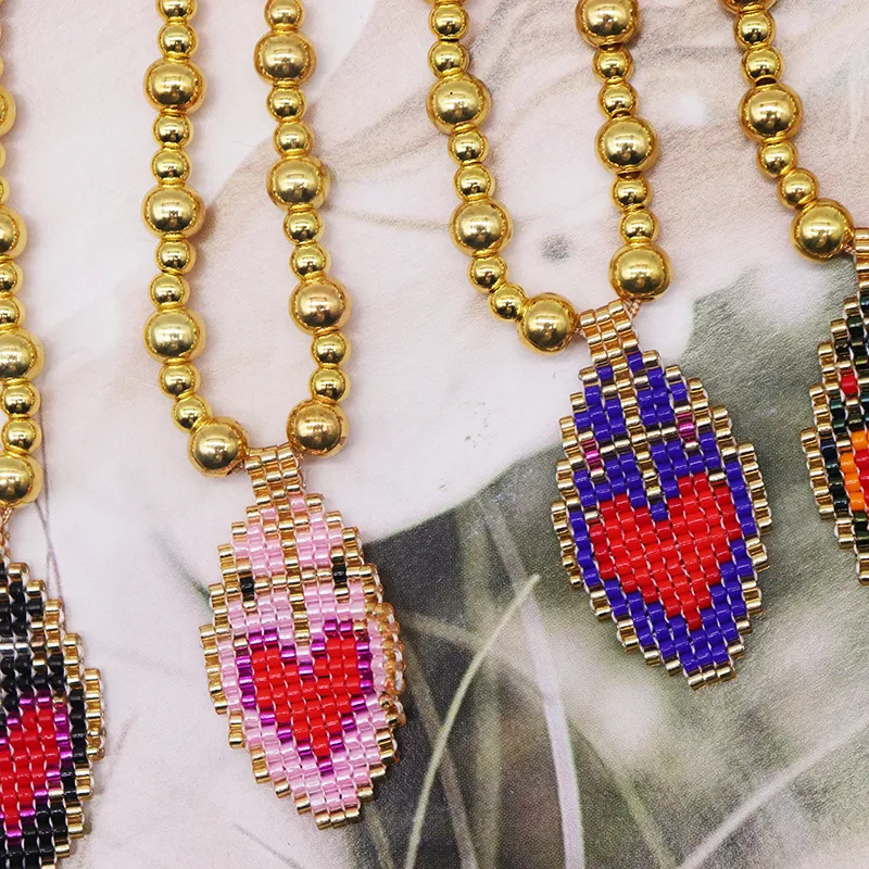 Wholesale Jewelry Ethnic Style Heart Shape Glass Tassel Bracelets display picture 2