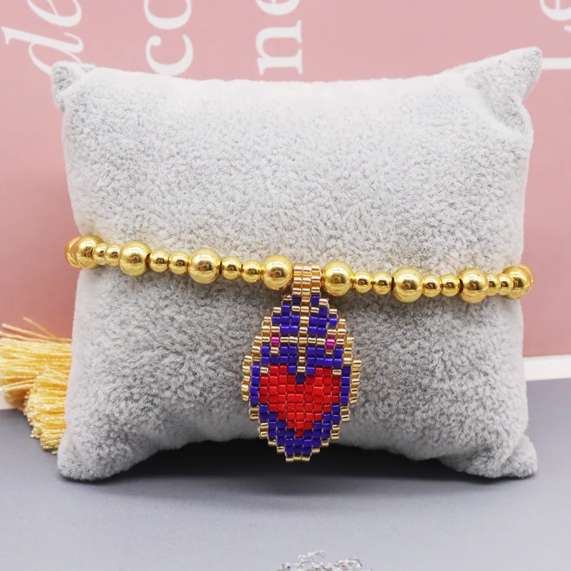 Wholesale Jewelry Ethnic Style Heart Shape Glass Tassel Bracelets display picture 7