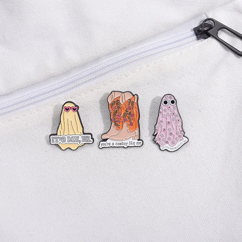 Cartoon Style Cute Cowboy Style Letter Flower Boots Alloy Stamping Stoving Varnish Plating Unisex Brooches display picture 2