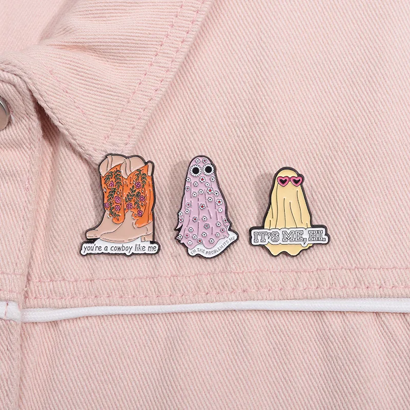 Cartoon Style Cute Cowboy Style Letter Flower Boots Alloy Stamping Stoving Varnish Plating Unisex Brooches display picture 4