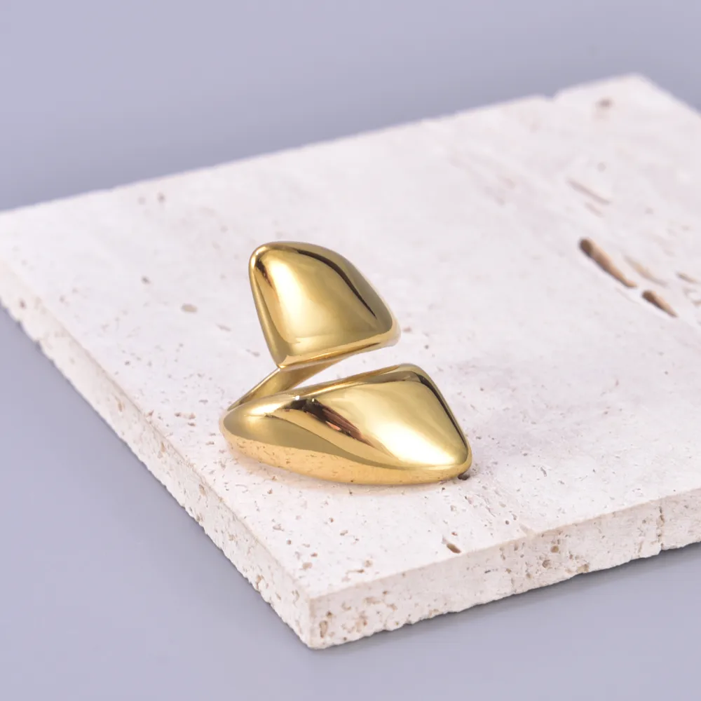 304 Stainless Steel Titanium Steel 18K Gold Plated Simple Style Round Open Rings display picture 4