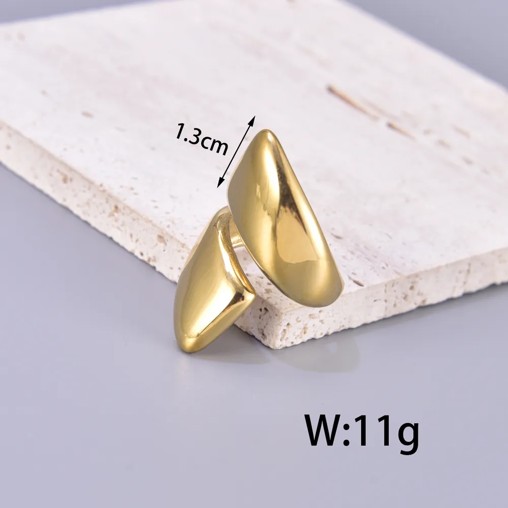 304 Stainless Steel Titanium Steel 18K Gold Plated Simple Style Round Open Rings display picture 5