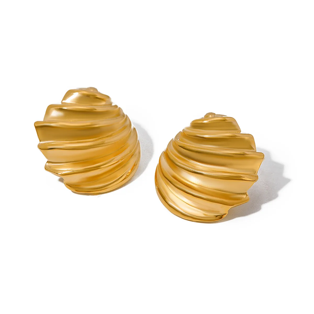 1 Pair IG Style Simple Style Solid Color 304 Stainless Steel 18K Gold Plated Ear Studs display picture 2