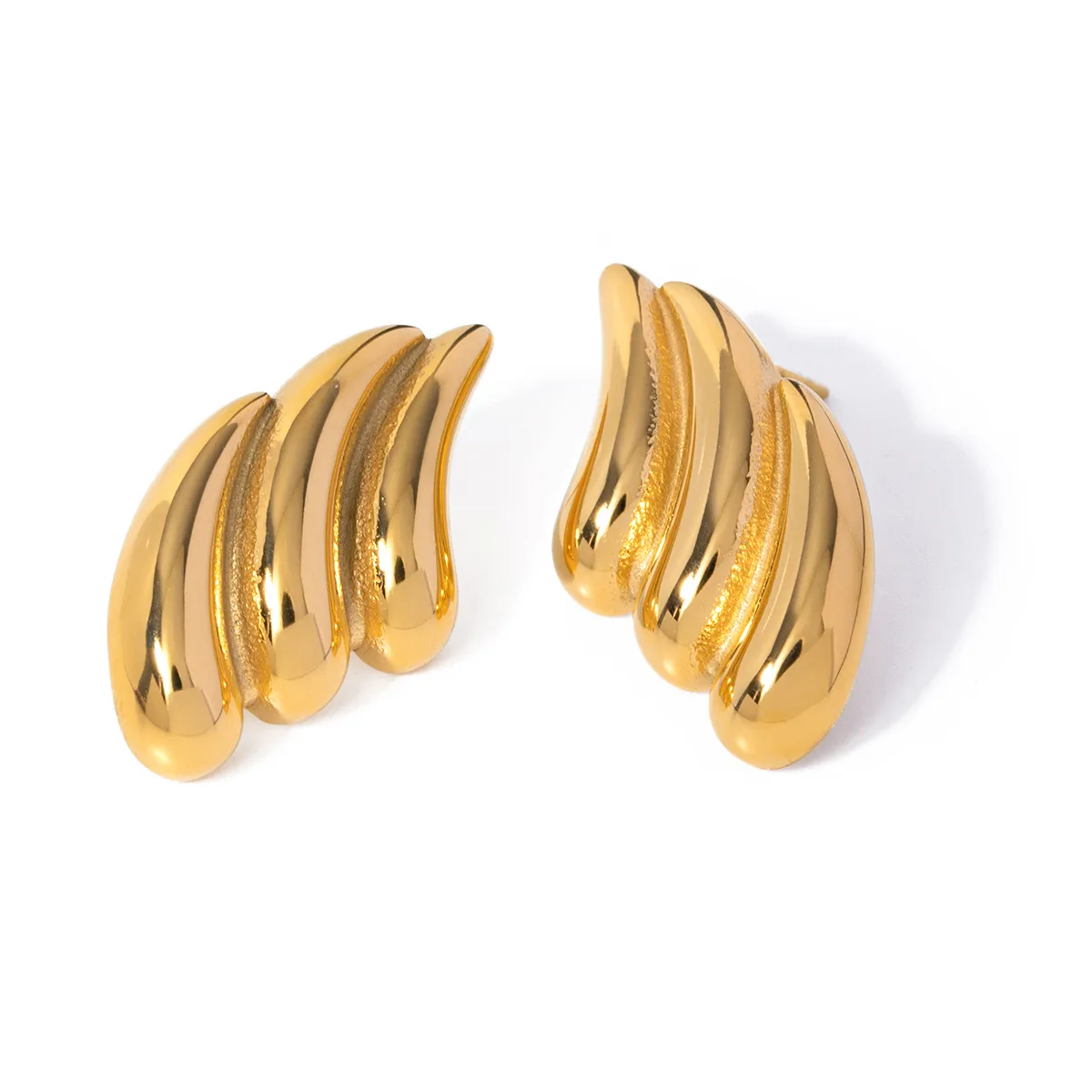 1 Pair IG Style Simple Style Solid Color 304 Stainless Steel 18K Gold Plated Ear Studs display picture 3