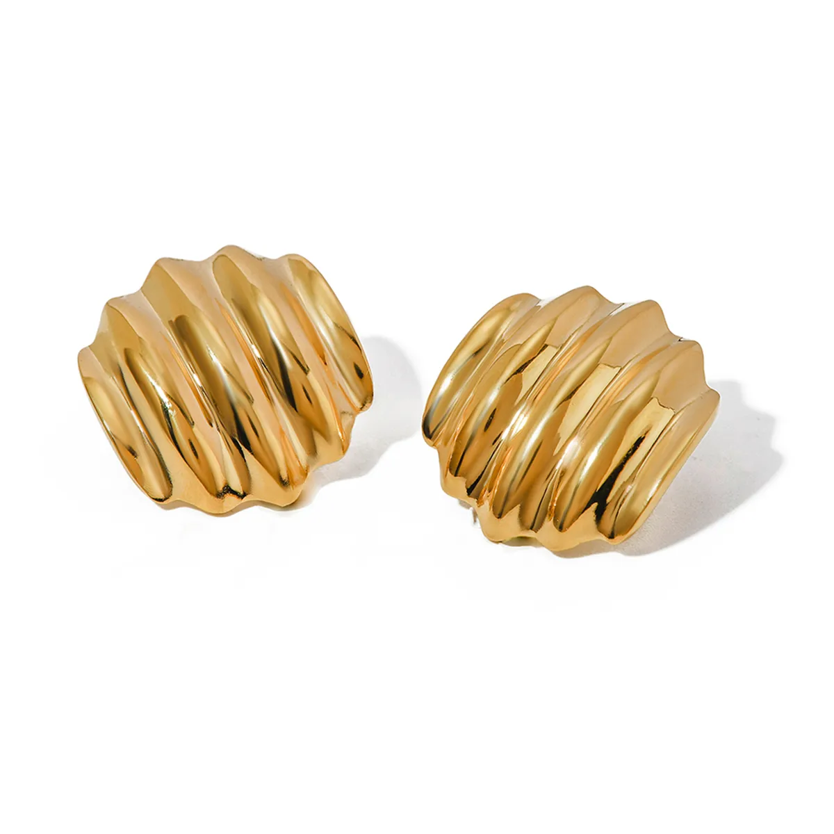 1 Pair IG Style Simple Style Solid Color 304 Stainless Steel 18K Gold Plated Ear Studs display picture 6