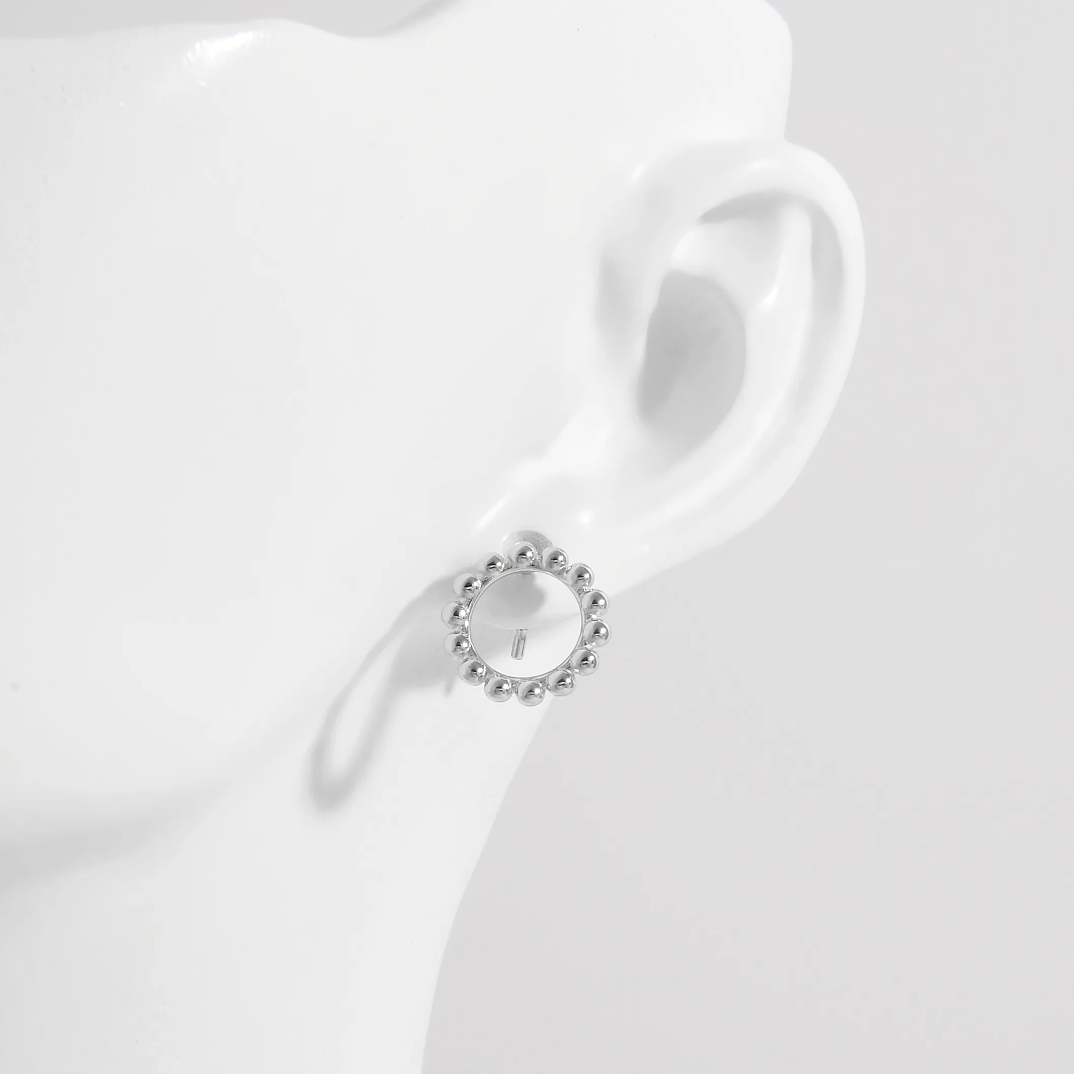 1 Pair White Gold Plated 925 Sterling Silver Zircon Rabbit Round Star Ear Studs display picture 2