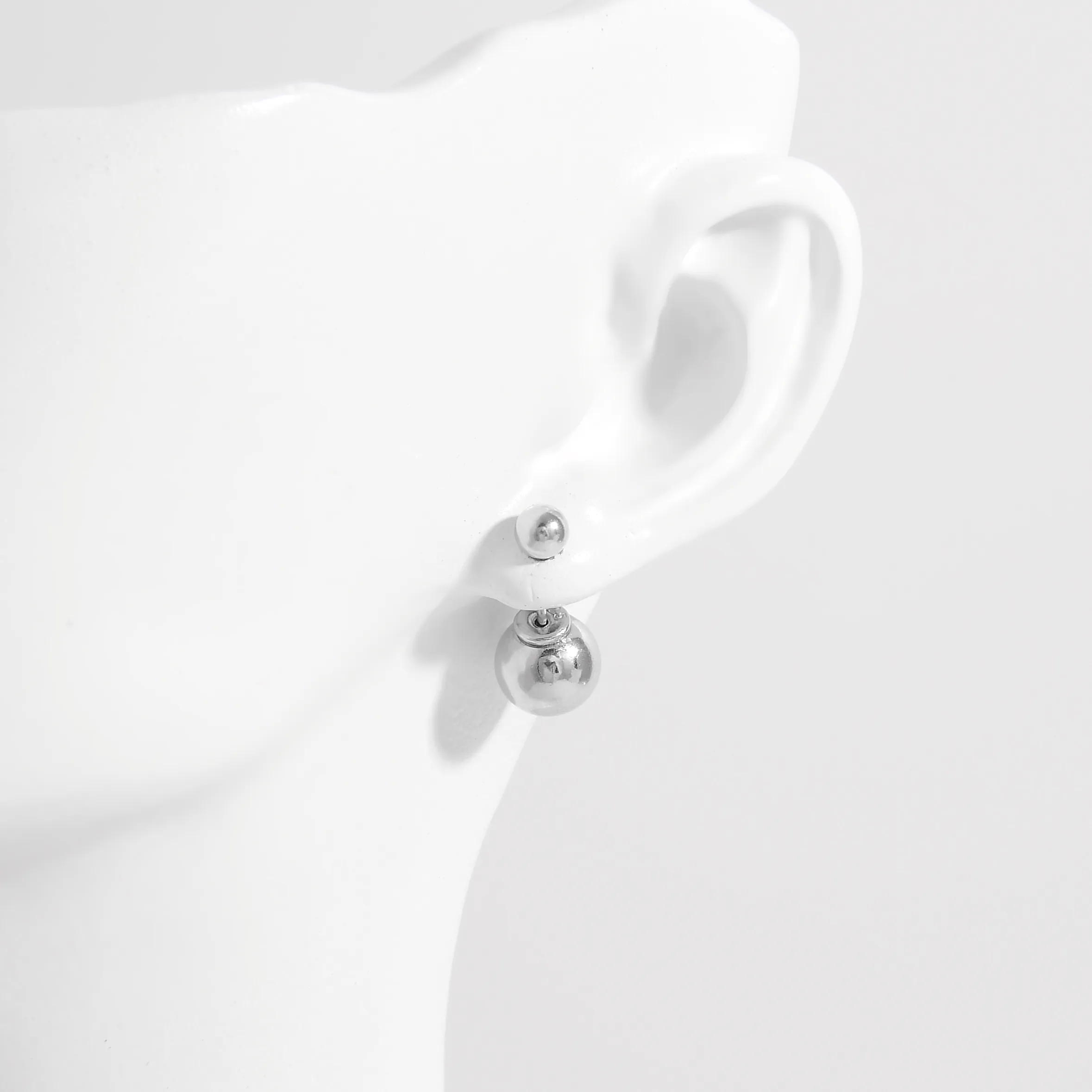 1 Pair White Gold Plated 925 Sterling Silver Zircon Rabbit Round Star Ear Studs display picture 6