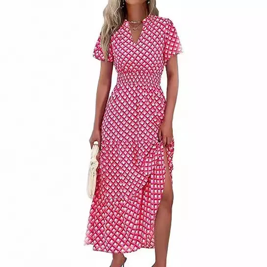 Women's Floral Dress Basic V Neck Pocket Short Sleeve Ditsy Floral Midi Dress Office Daily Date display picture 10
