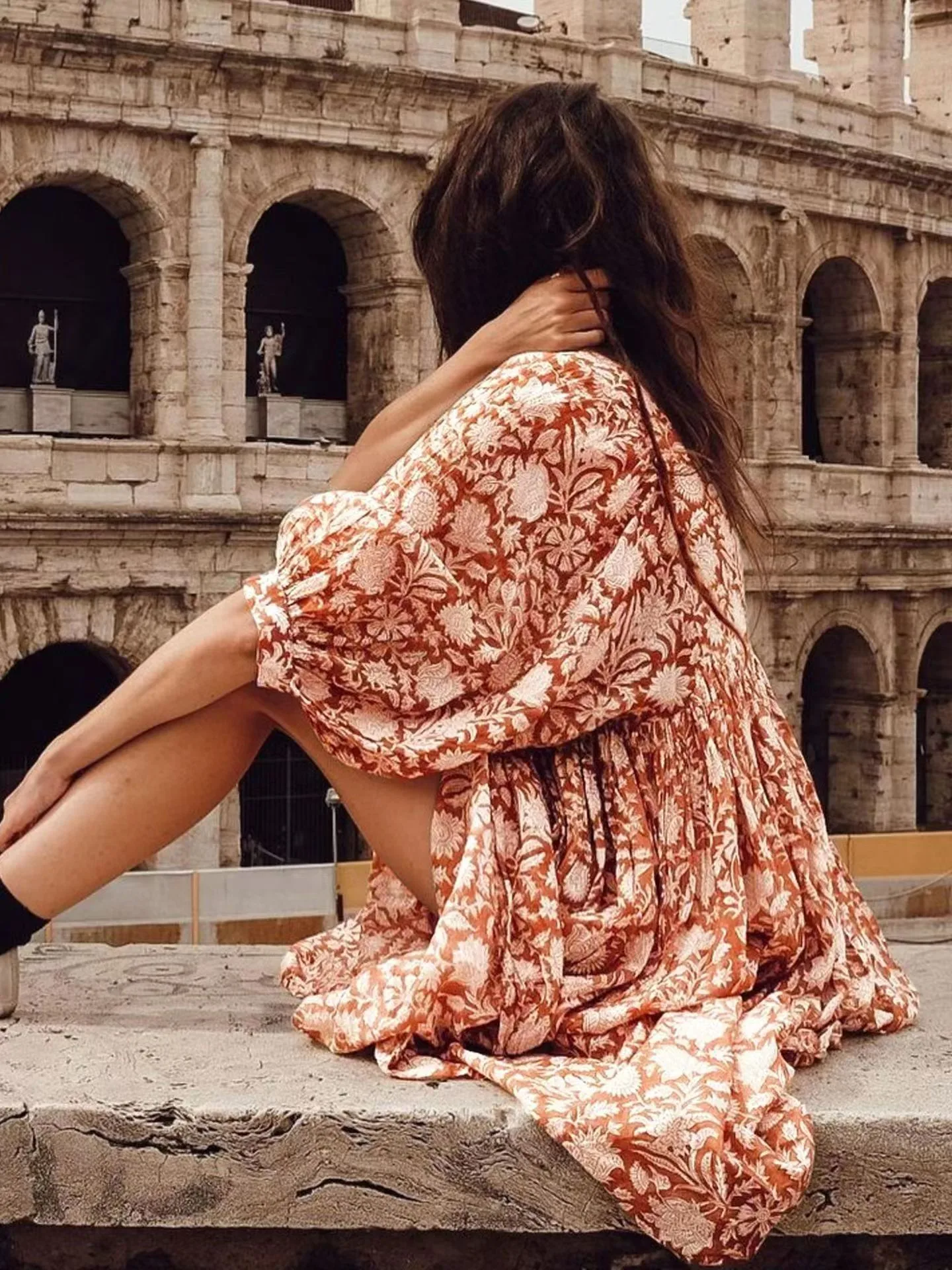 Women's Floral Dress Vacation V Neck 3/4 Length Sleeve Printing Above Knee Holiday Travel Beach display picture 12