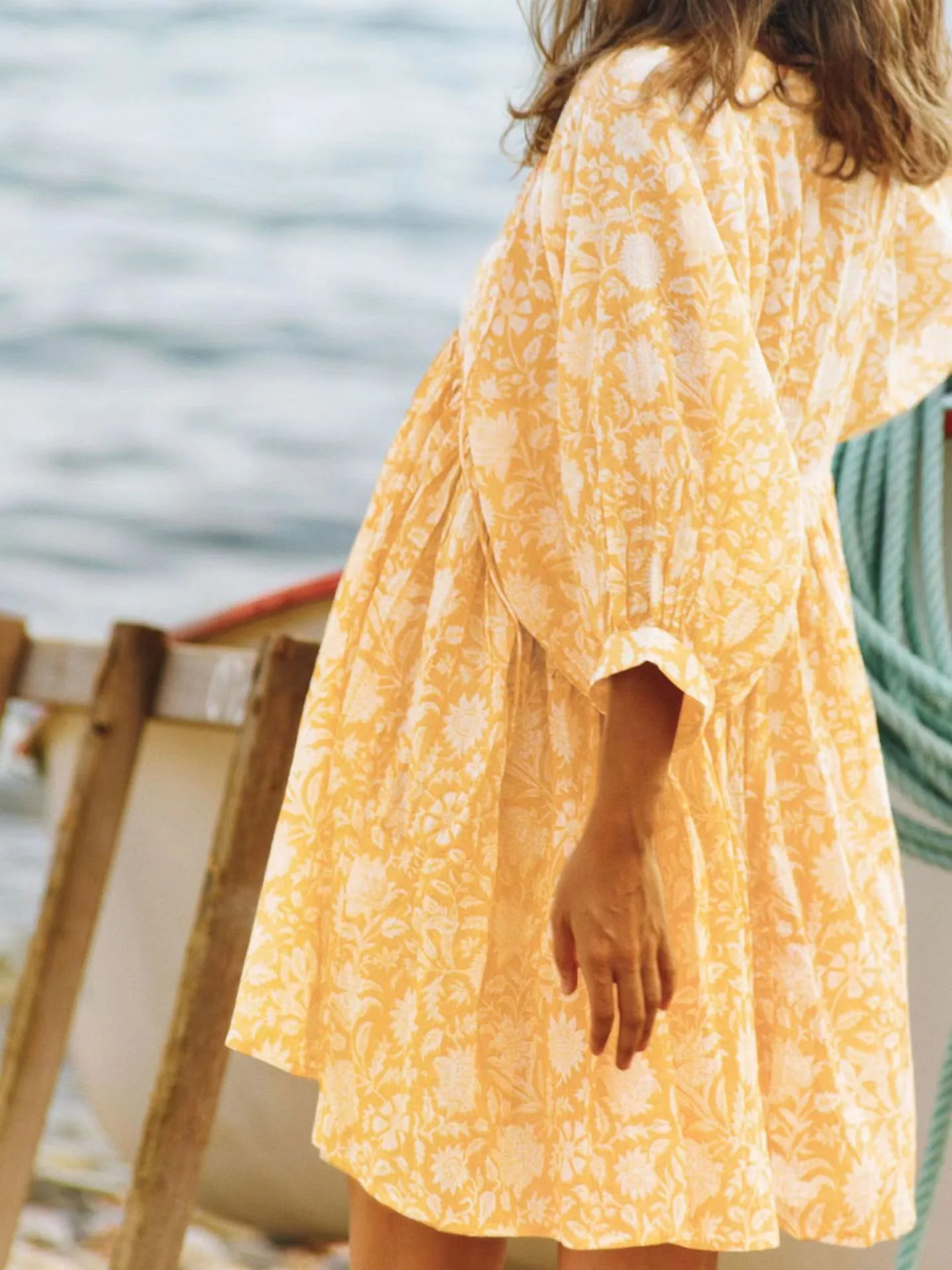 Women's Floral Dress Vacation V Neck 3/4 Length Sleeve Printing Above Knee Holiday Travel Beach display picture 3