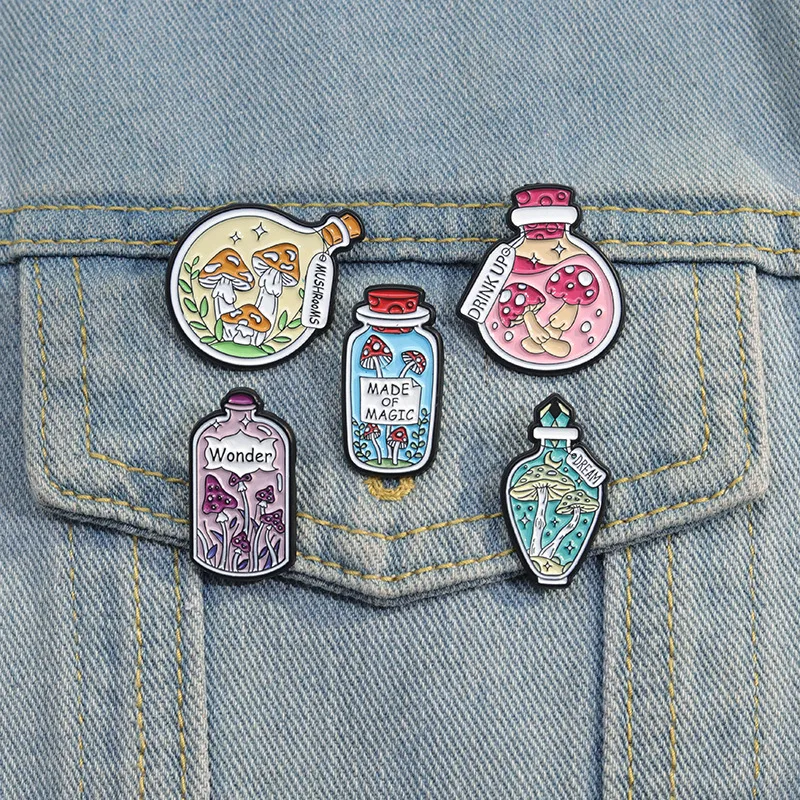 Cartoon Style Cute Cowboy Style Letter Bottle Mushroom Alloy Stamping Stoving Varnish Plating Unisex Brooches display picture 8