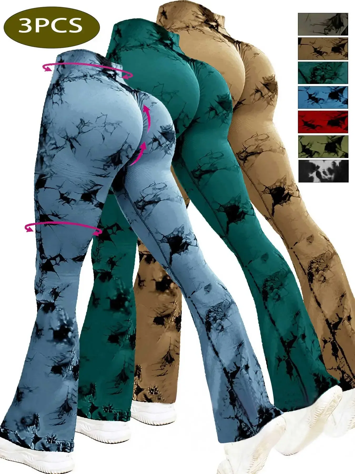 Sports Tie Dye Nylon Spandex Active Bottoms Skinny Pants display picture 3