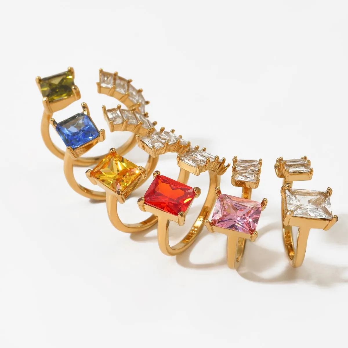 316 Stainless Steel  16K Gold Plated White Gold Plated Gold Plated Casual Plating Geometric Zircon Open Rings display picture 1