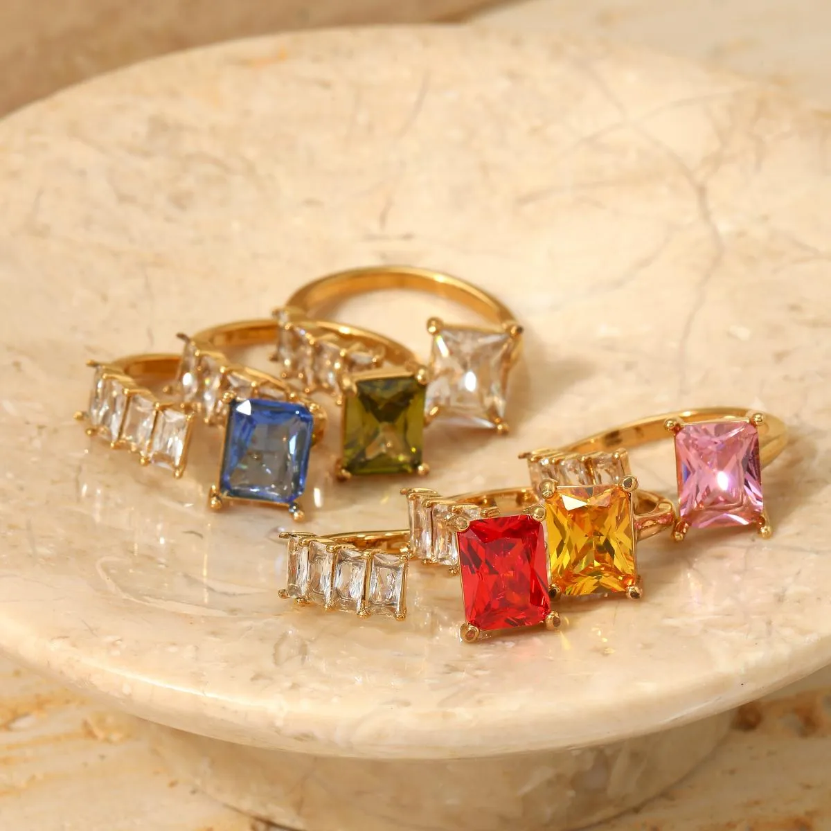 316 Stainless Steel  16K Gold Plated White Gold Plated Gold Plated Casual Plating Geometric Zircon Open Rings display picture 2