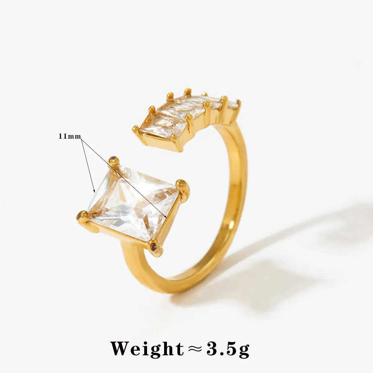 316 Stainless Steel  16K Gold Plated White Gold Plated Gold Plated Casual Plating Geometric Zircon Open Rings display picture 5