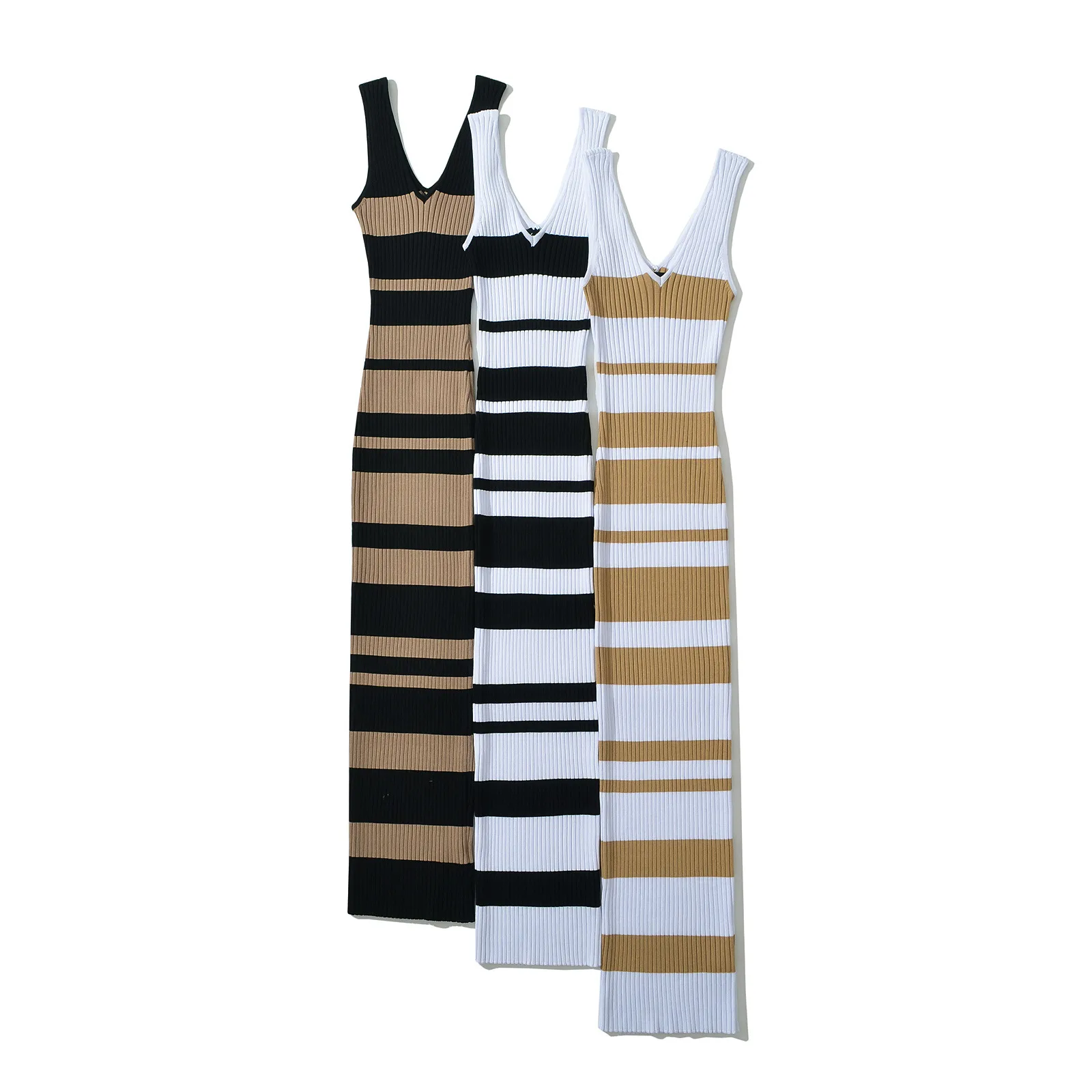 Women's Sheath Dress Tank Dress Simple Style V Neck Contrast Binding Sleeveless Stripe Midi Dress Holiday Date display picture 10