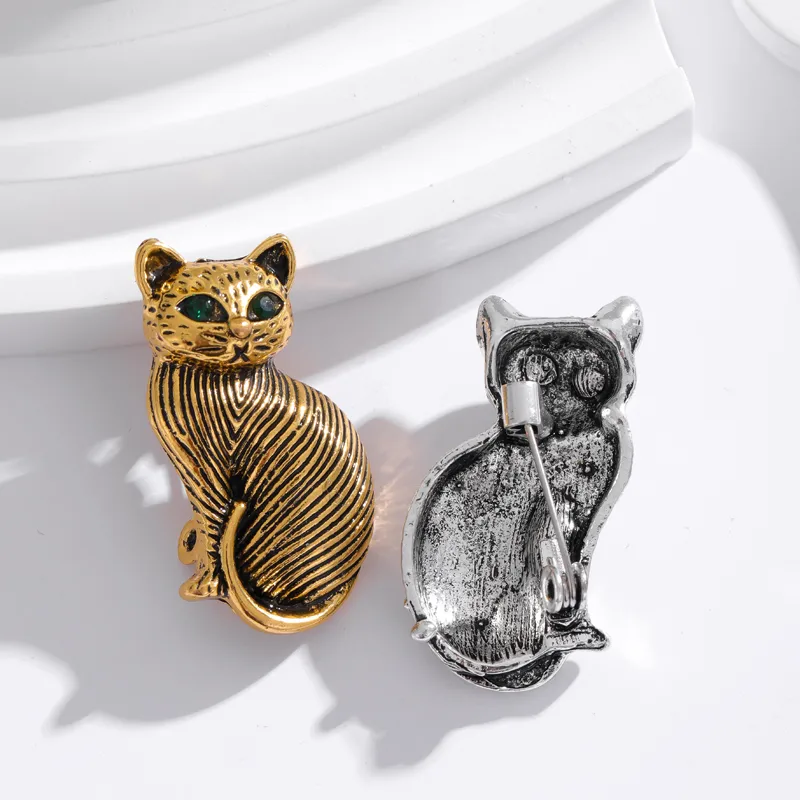 Cute Classic Style Guitar Teeth Cat Alloy Enamel Inlay Rhinestones Unisex Corsage Brooches Collar Pin display picture 9
