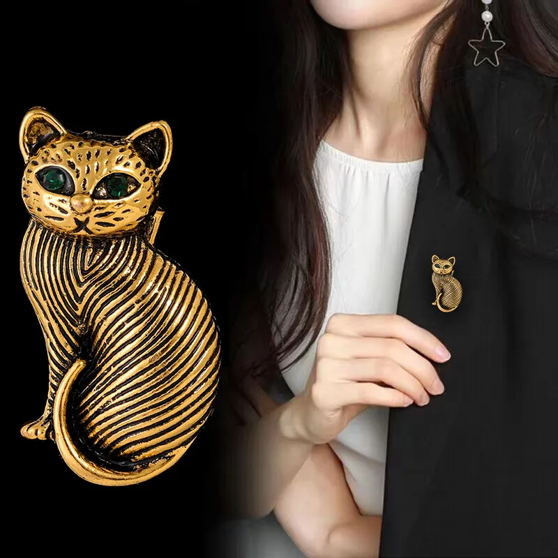 Cute Classic Style Guitar Teeth Cat Alloy Enamel Inlay Rhinestones Unisex Corsage Brooches Collar Pin display picture 12
