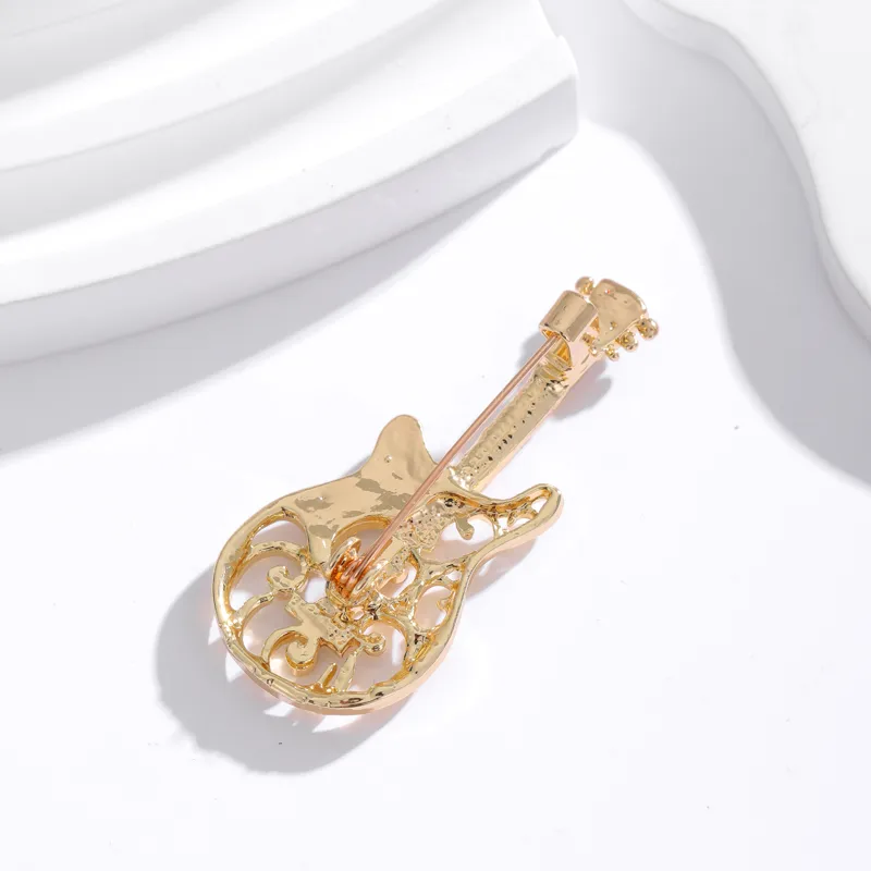 Cute Classic Style Guitar Teeth Cat Alloy Enamel Inlay Rhinestones Unisex Corsage Brooches Collar Pin display picture 23