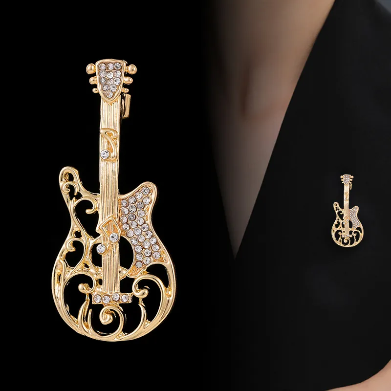 Cute Classic Style Guitar Teeth Cat Alloy Enamel Inlay Rhinestones Unisex Corsage Brooches Collar Pin display picture 24