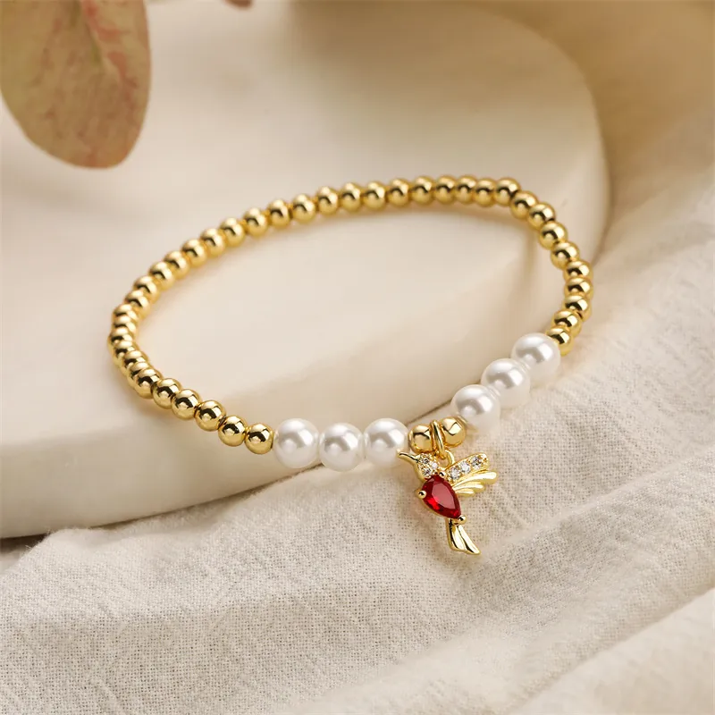 Simple Style Bird Zircon Imitation Pearl Copper Wholesale Bracelets display picture 4