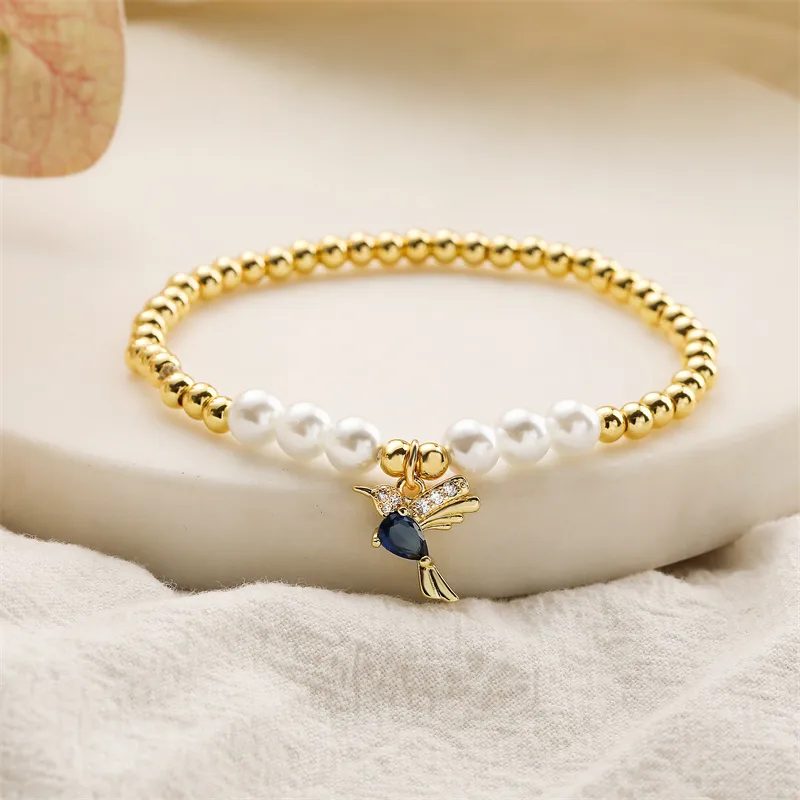 Simple Style Bird Zircon Imitation Pearl Copper Wholesale Bracelets display picture 2