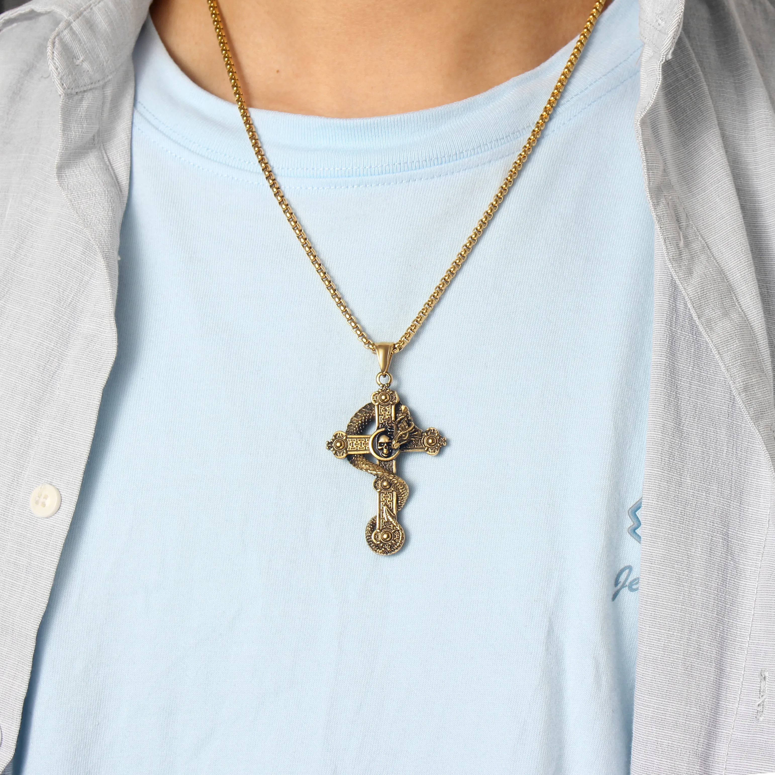 Hip-Hop Retro Cross 304 Stainless Steel Men's Pendant Necklace display picture 6