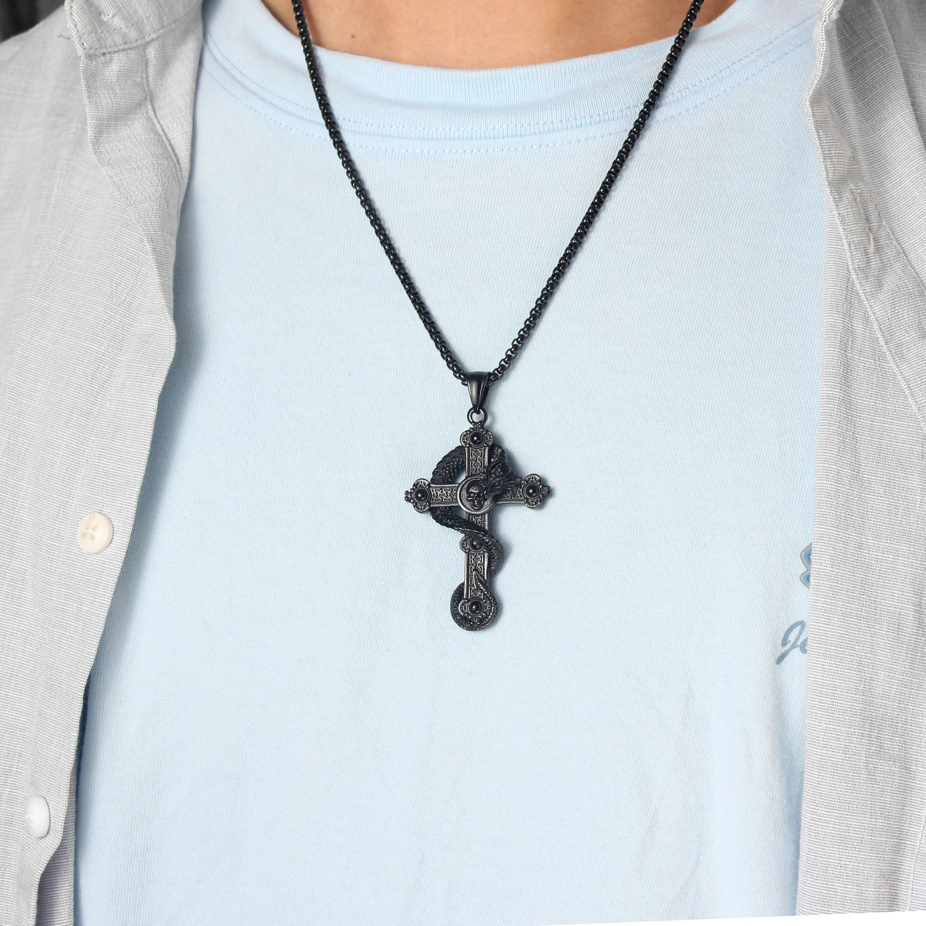 Hip-Hop Retro Cross 304 Stainless Steel Men's Pendant Necklace display picture 8